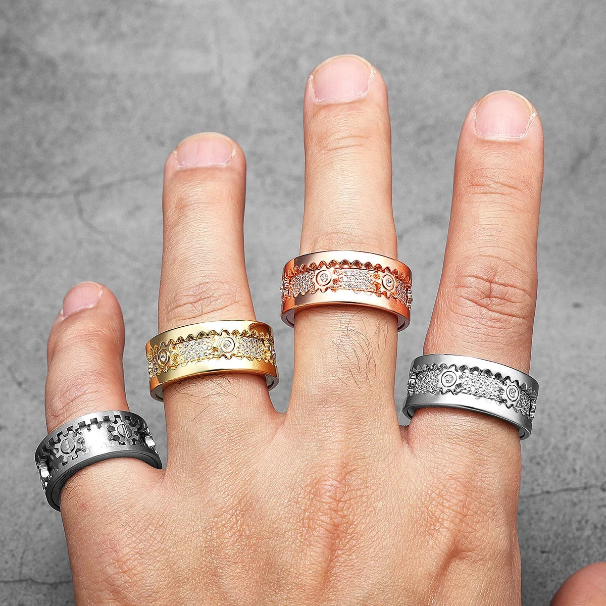Fidget Spinner Edelstein Getriebe Männer Ringe Edelstahl Frauen Schmuck Punk Neu in Rock Hip Hop Mode Accessoires Geschenk Großhandel