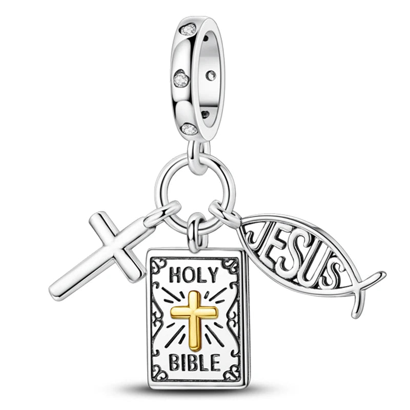Heißer Verkauf Charms Perlen 925 Sterling Silber Farbe Bogen Kreuz Lebensbaum Perlen Fit DIY Original Armreif Charme Anhänger Schmuck