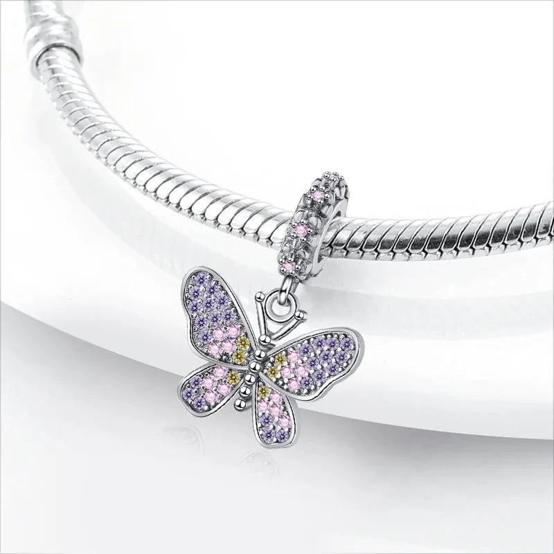 2025 Neu in Original 925 Sterling Silber Bunte Exquisite Schmetterling Serie Charm Fit Armband Halskette DIY Frauen Schmuck Geschenk
