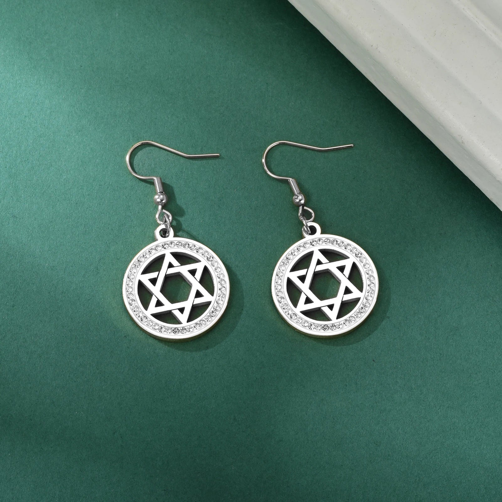 LIKGREAT Stern von David Edelstahl Vintage Halskette klar Zirkon runde Anhänger Halsketten Schmuck Hochzeits geschenk für Frauen Männer