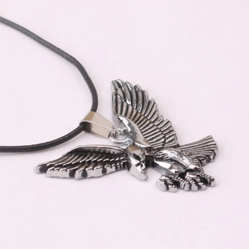 Hip Hop American Weißkopf seeadler Anhänger Halskette Männer Falke Leder Seil Kette Halsketten Wikinger Schmuck