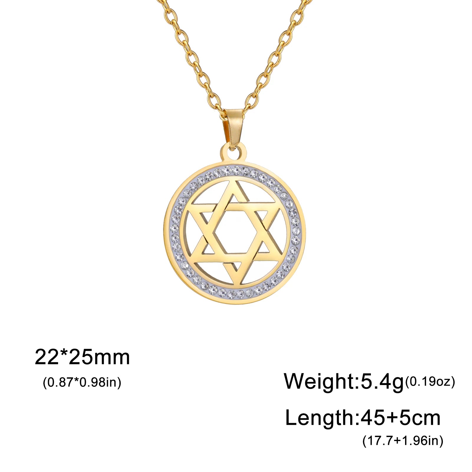 LIKGREAT Stern von David Edelstahl Vintage Halskette klar Zirkon runde Anhänger Halsketten Schmuck Hochzeits geschenk für Frauen Männer