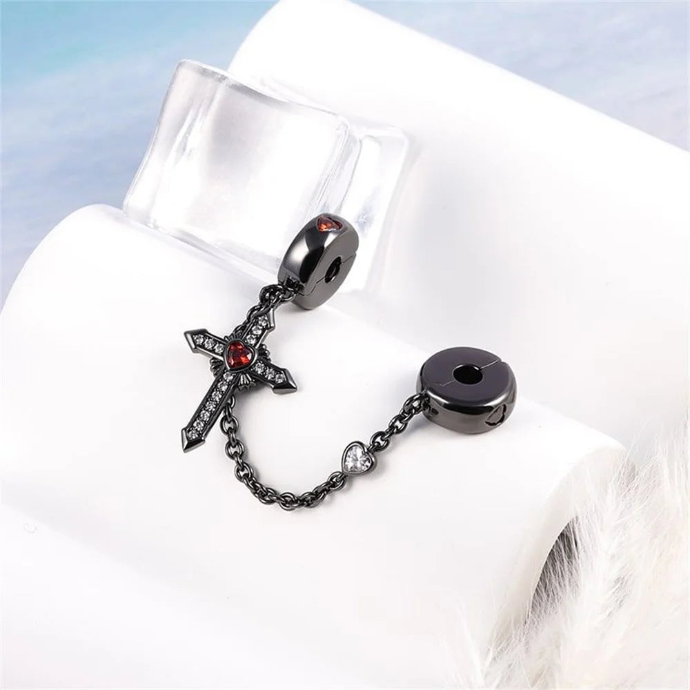 Heiße Verkäufe 925, schwarzer Tier-Anhänger, Serie Gothic-Skelett, Katze, Damenschmuck, geeignet für DIY-Armbänder, Halsketten, Zubehör