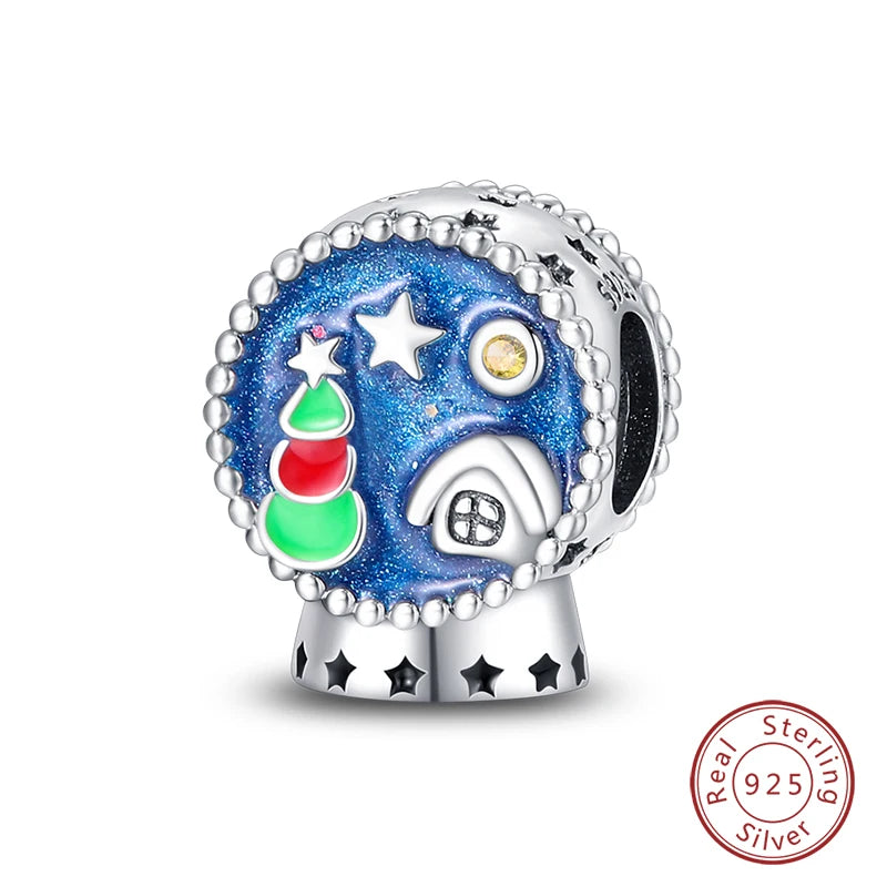 Winter-Charm, Original-Charm-Anhänger aus 925er-Sterlingsilber, Schneeflocke, Schneemann, Pinguin, für Frauen, feiner DIY-Geburtstagsschmuck, Geschenke