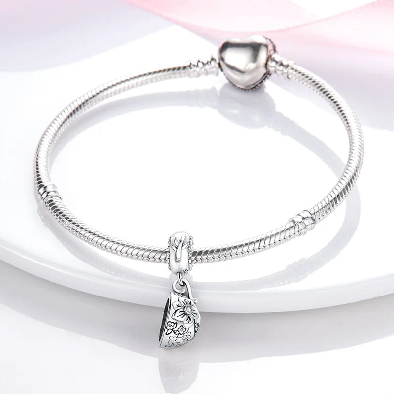 Echtes 925 Sterling Silber Buch Und Kaffeetasse Charms Fit Original Pand 3mm Armband Anhänger Perlen Frauen Edlen schmuck