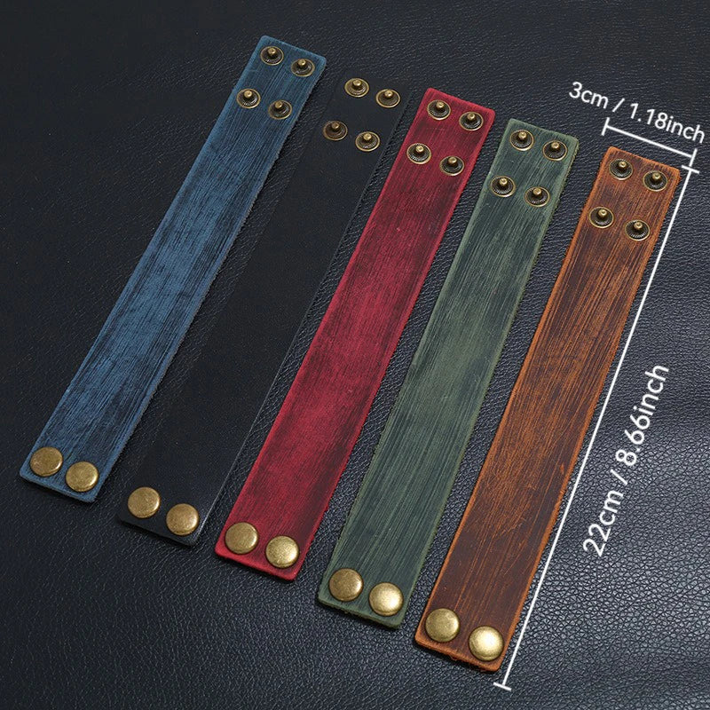 Breite Wickelarmbänder aus echtem Leder für Herren, Retro, verstellbare Armreifen für Männer, Punk-Stil, Schmuck, Geschenke, Schwarz, Braun, Rot, Grün, Blau