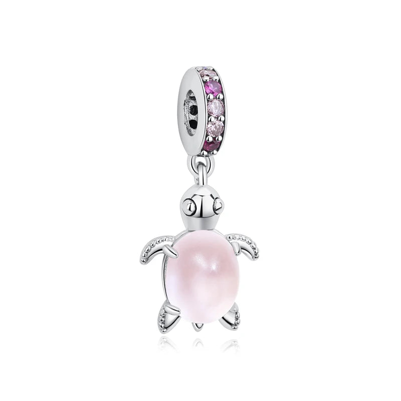 Original 925 Sterling Silber Charms Meeresschildkröte Anhänger Kristall Perlen Fit Marke Armbänder Halsketten Diy Schmuck Für Frauen