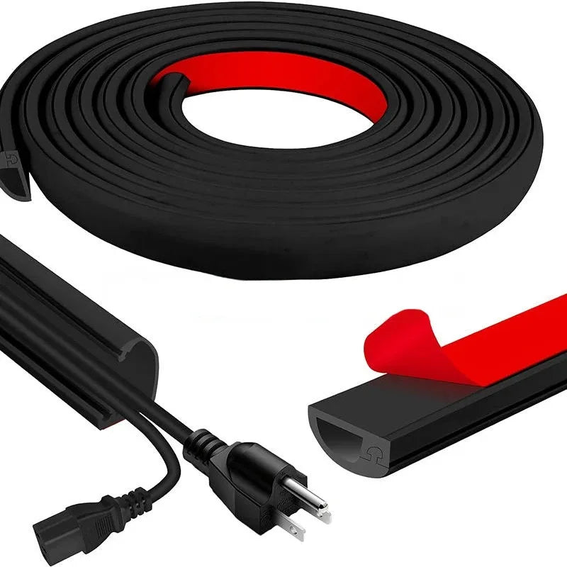 1 Stück 1m/3m/5m Langer PVC-Kabelkanal, Unsichtbare Dekorative Kabelabdeckung, Anti-Tritt-Schutz, Selbstklebende Weiche Kabelführung 