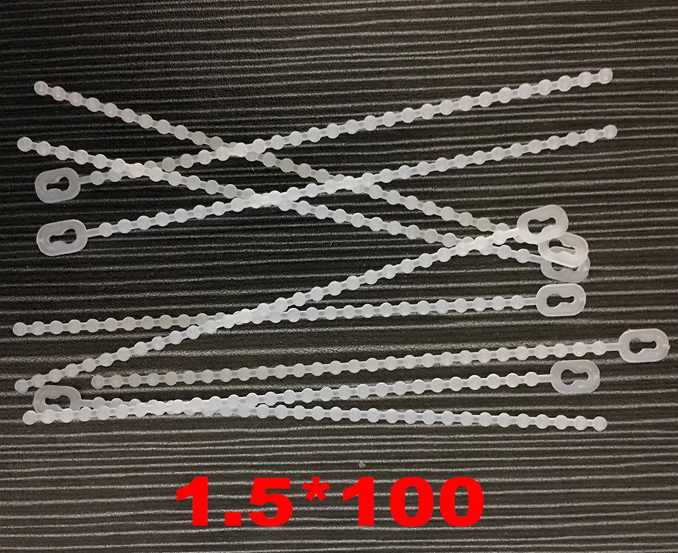 100 Stück 1,5 x 100 mm, 2,5 x 150/180 mm, weißer Nylon-Kunststoff, wiederverwendbar, lösbar, Drahtverschluss, Schleife, Perlenknoten, Kugel, Kabelbinder