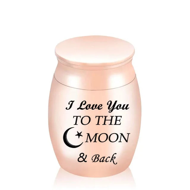 Niedlichen Kaninchen und Mond Feuerbestattung Andenken Urnen für Menschlichen Asche von Pet Mini Kleine Beerdigung Sarg Titan Edelstahl Engel Memorial jar