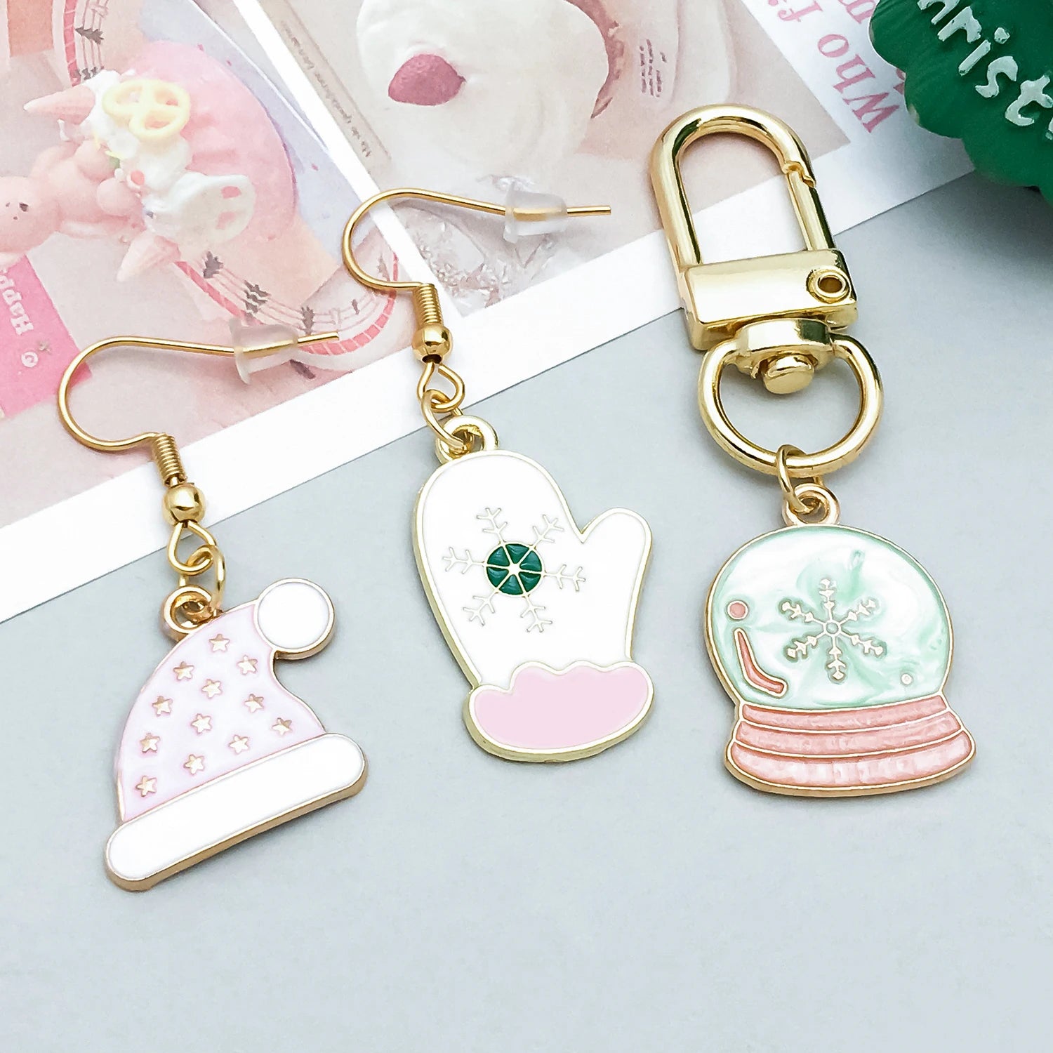 5/20 Stück Legierung Emaille Pulver weiß Weihnachten Anhänger Schmuck machen DIY Schlüsselanhänger Ohrringe Charms für Schmuck Armbänder Halskette
