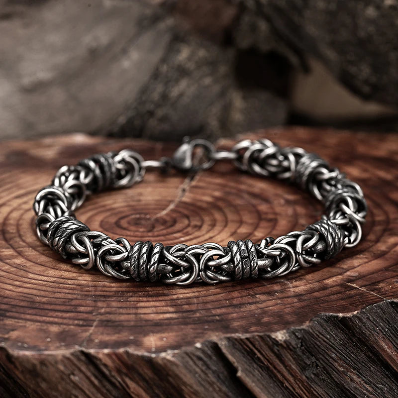 Vintage geflochtenes Edelstahl Herrenarmband Hip Hop einfache geflochtene Laterne Handkette für männliche Freund trendige Armreif Geschenke