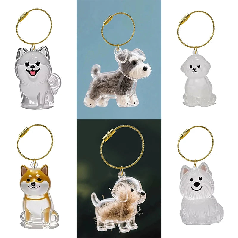 Klarer Welpenhaar-Gedenk-Andenken, Haustier-Hund, Fellbehälter, DIY-Anhänger, Schlüsselanhänger, Dekor, Haustierliebhaber, Heim-Display, Geschenke