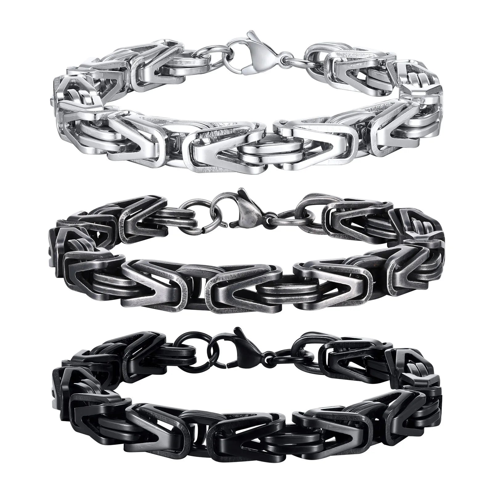 Klobige byzantinische Kettenarmbänder für Männer und Jungen, V-förmiges Edelstahl-Kettenglied-Armband, Vintage-Schmuck, Accessoires, Herrengeschenke