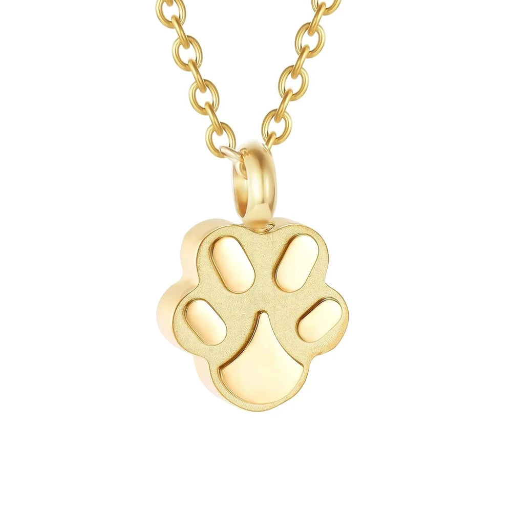 Haustier-Urnen-Halskette für Asche, Anhänger, Pfotenabdruck, Haustier-Urnen-Halskette, Gedenk-Andenken-Schmuck für die Asche von Haustieren/Hunden/Katzen