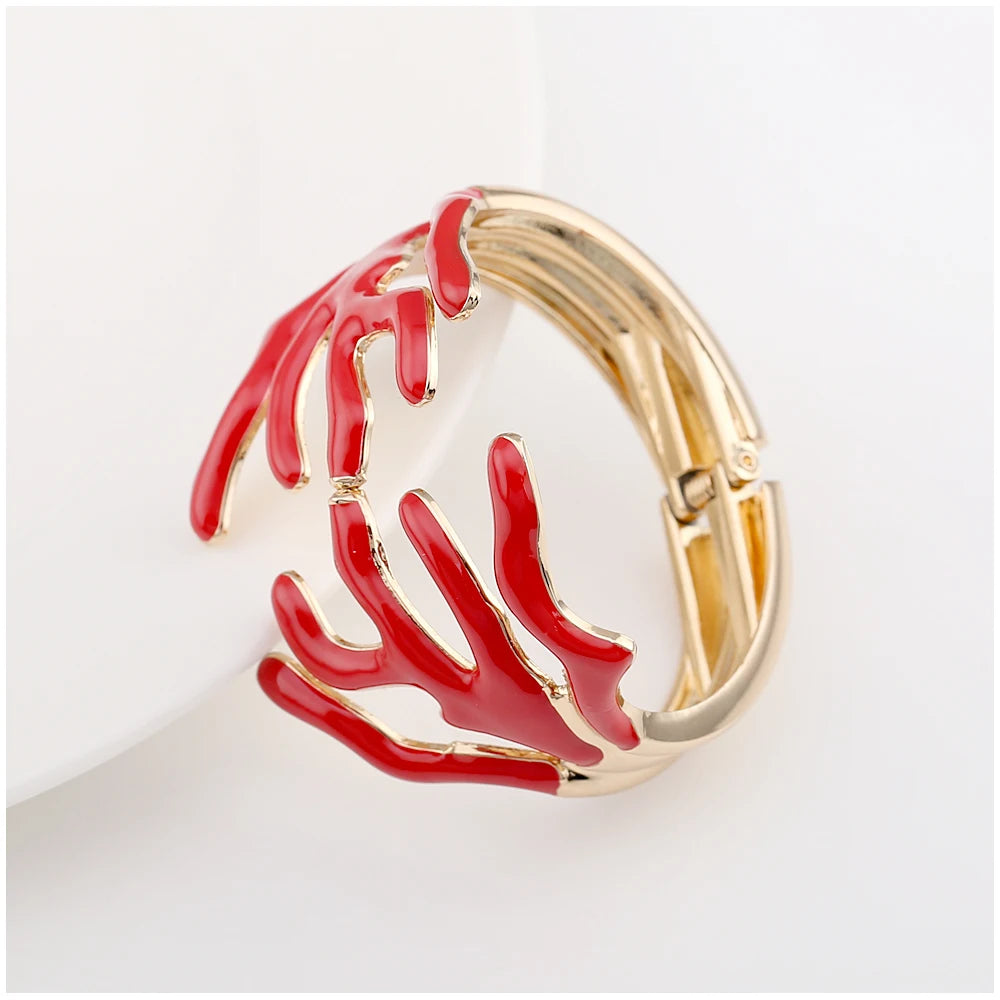 KAYMEN Neues wunderschönes Korallen-Design, luxuriöses Manschettenarmband, Statement-Armreif, Modeschmuck für Frauen, Verlobung, Hochzeit, Zubehör