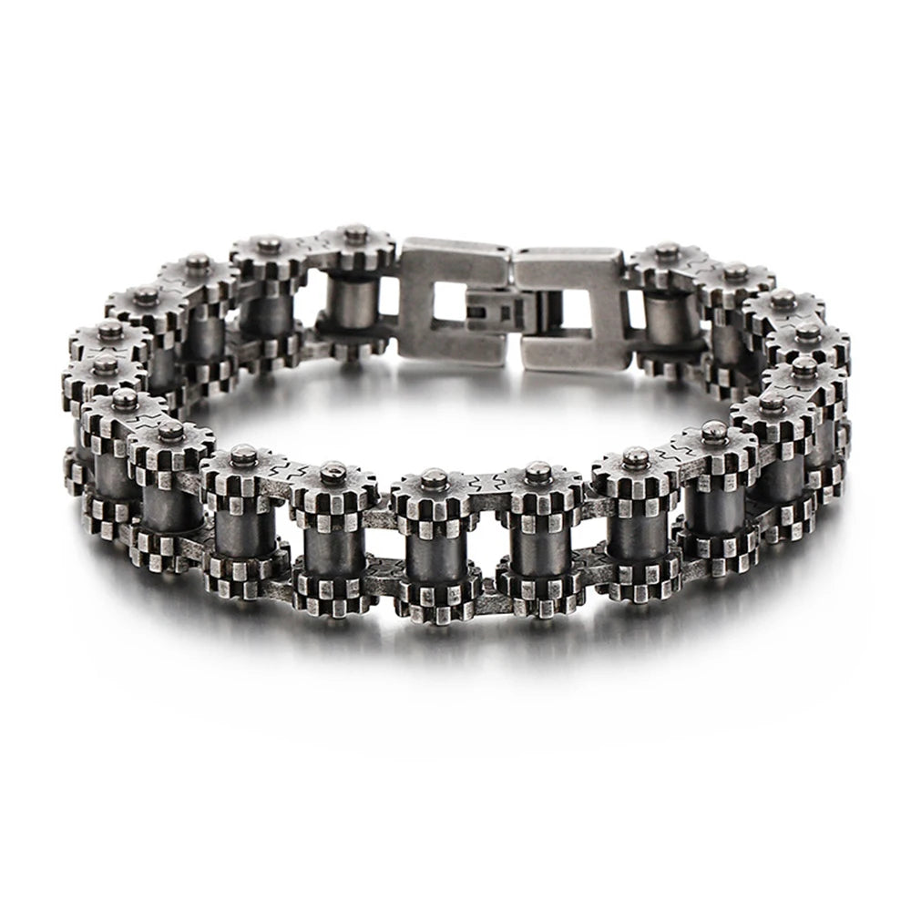 Retro Schwere Bürste Edelstahl Motorrad Kette Armband 11/13 MM Breite Herren Frauen Bike Biker Armbänder Hip-Hop Schmuck 19-23 cm