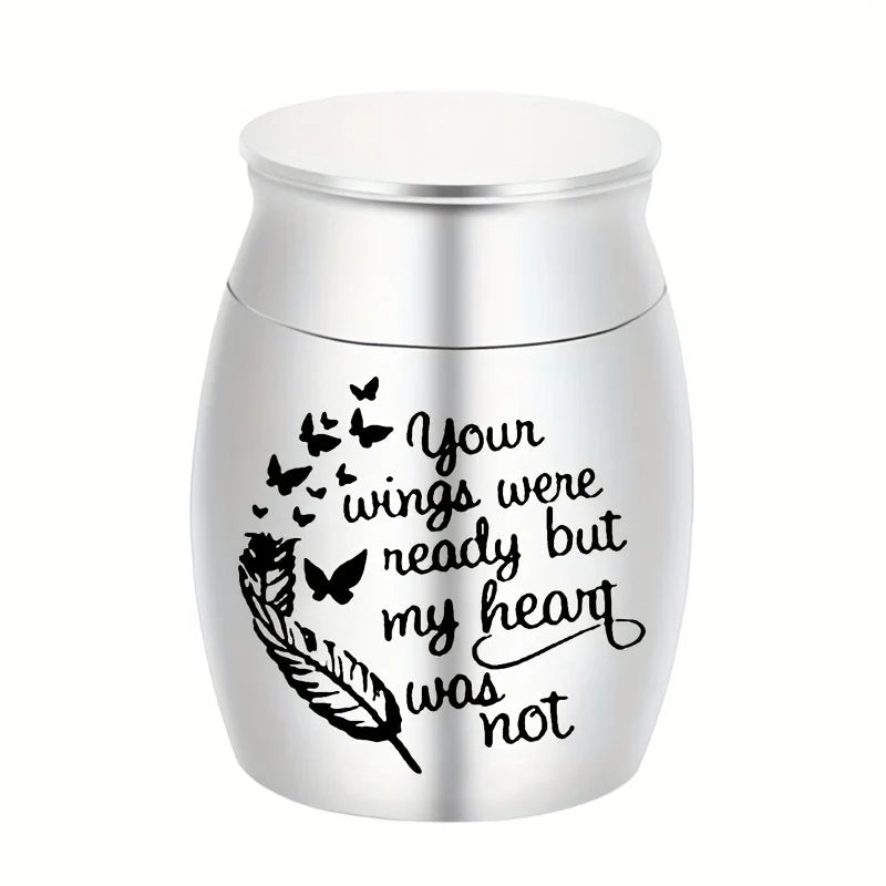 Small Keepsake Urns for Ashes Mini Cremation Urn for Ashes Aluminum Alloy Pets/Human Memorial Ashes-Your wings were ready..