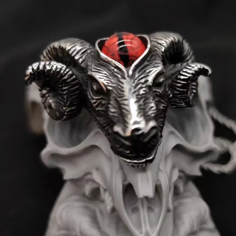 Modische und kreative Gothic Devil Eye Schafkopf-Halskette für Herren, personalisierbar, trendiger Retro-Punk-Schmuck, Accessoires für Damen
