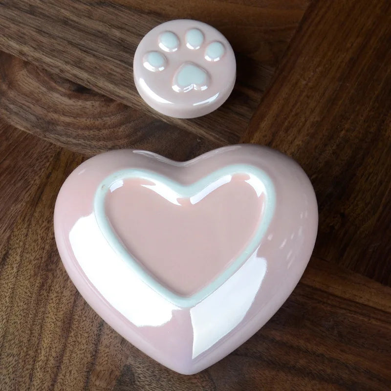 380 ml Welpen Beerdigung Box Katze Klaue Herz Glas Lagerung Schatulle Keramik Versiegelt Haustier Urne für Asche Hund Memorial Asche Feuerbestattung Andenken