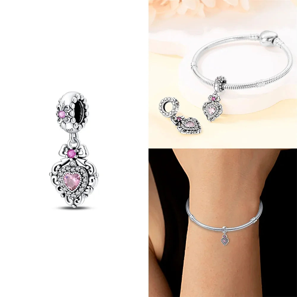 Herzform Heißer Verkauf Klassisch Lila Retro 925 Silber Lotus Engel Muster Charms Perlen Fit 3mm Original Armband DIY schmuck Geschenk