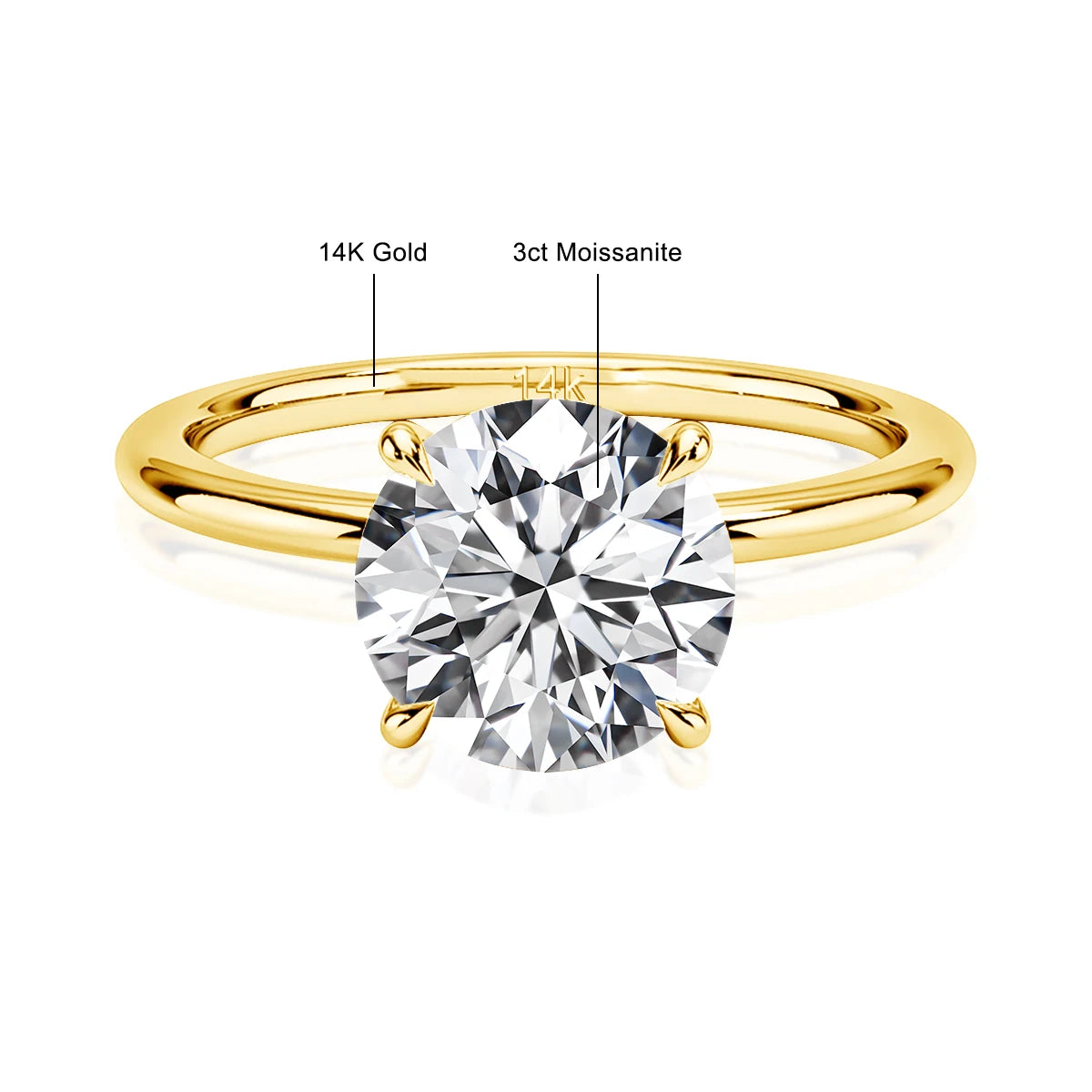 Echtgold 14K Moissanit Damenring Einfachheit AU585 K Gold Diamant Ehering Braut Verlobungsschmuck Mutter Liebhaber Geschenk