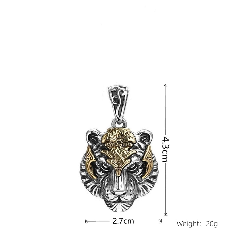 1 Stück Vintage-Halskette für Männer und Frauen, modischer Trend, Tigerkopf-Anhänger, Schmuck