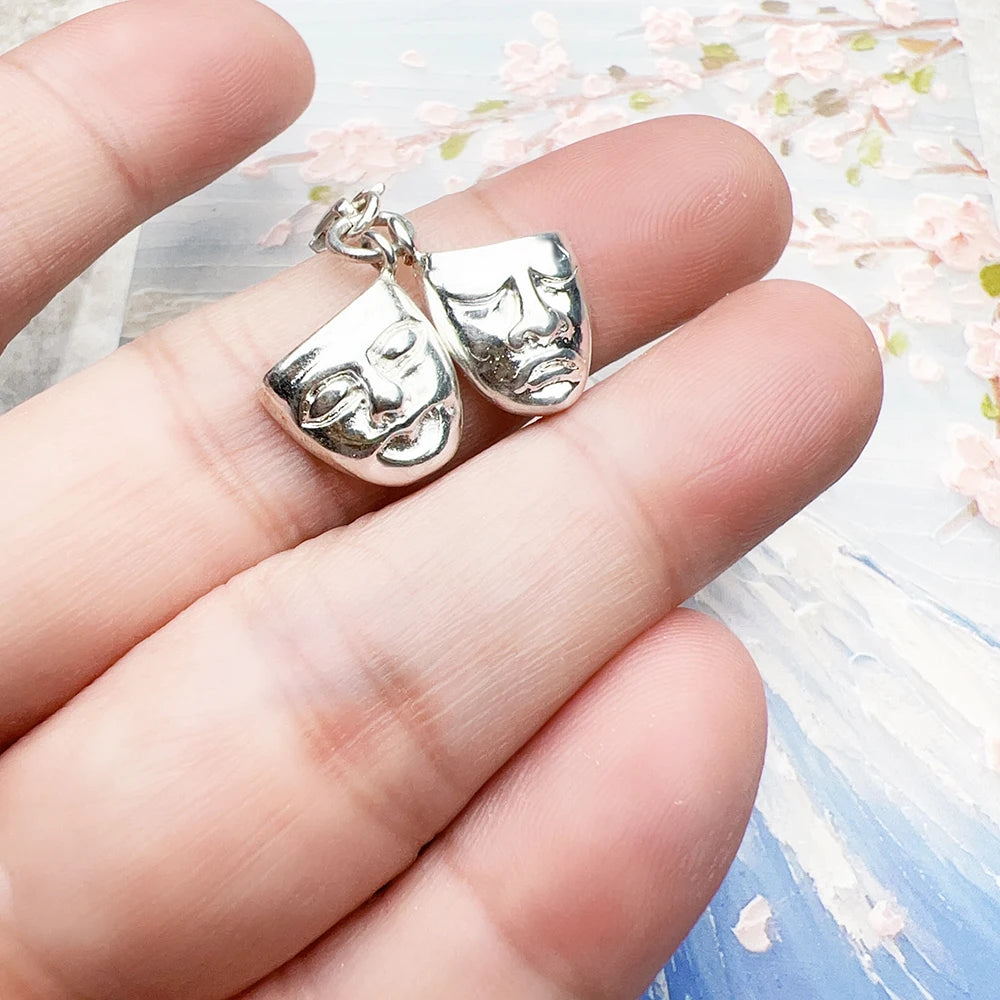 Theatermasken-Charms-Anhänger, Frühling, brandneuer europäischer Stil, 925er Sterlingsilber, Vintage-Modeschmuck, Club für Damen und Herren