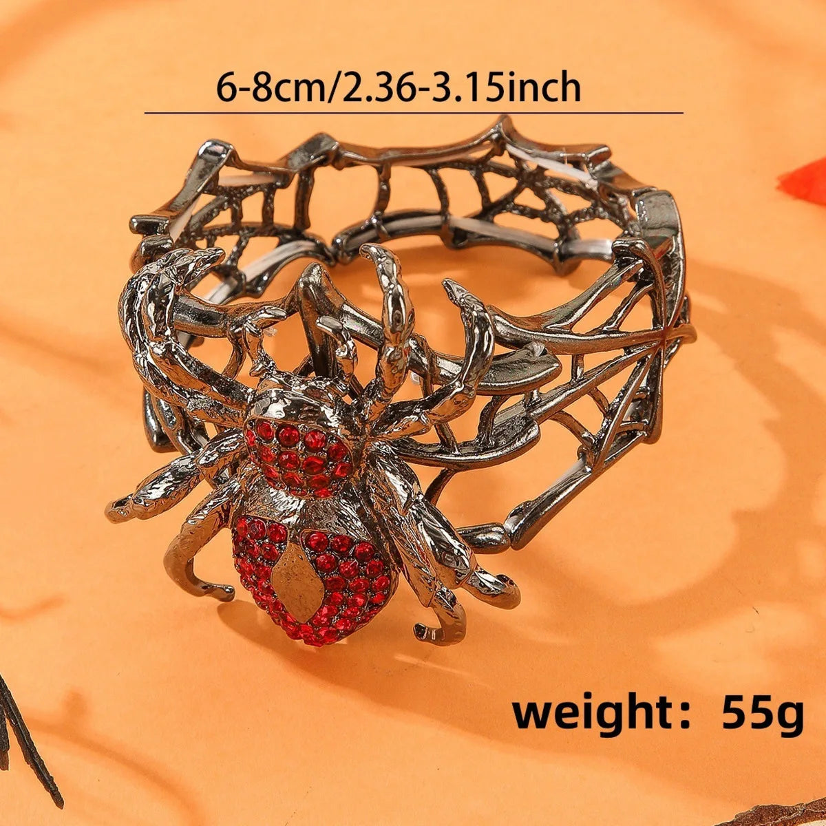 Halloween-Schmuck, lustig, schrullig, Legierung, Strass, Spinne, elastisch, verstellbar, Armreif für Damen, Party-Zubehör