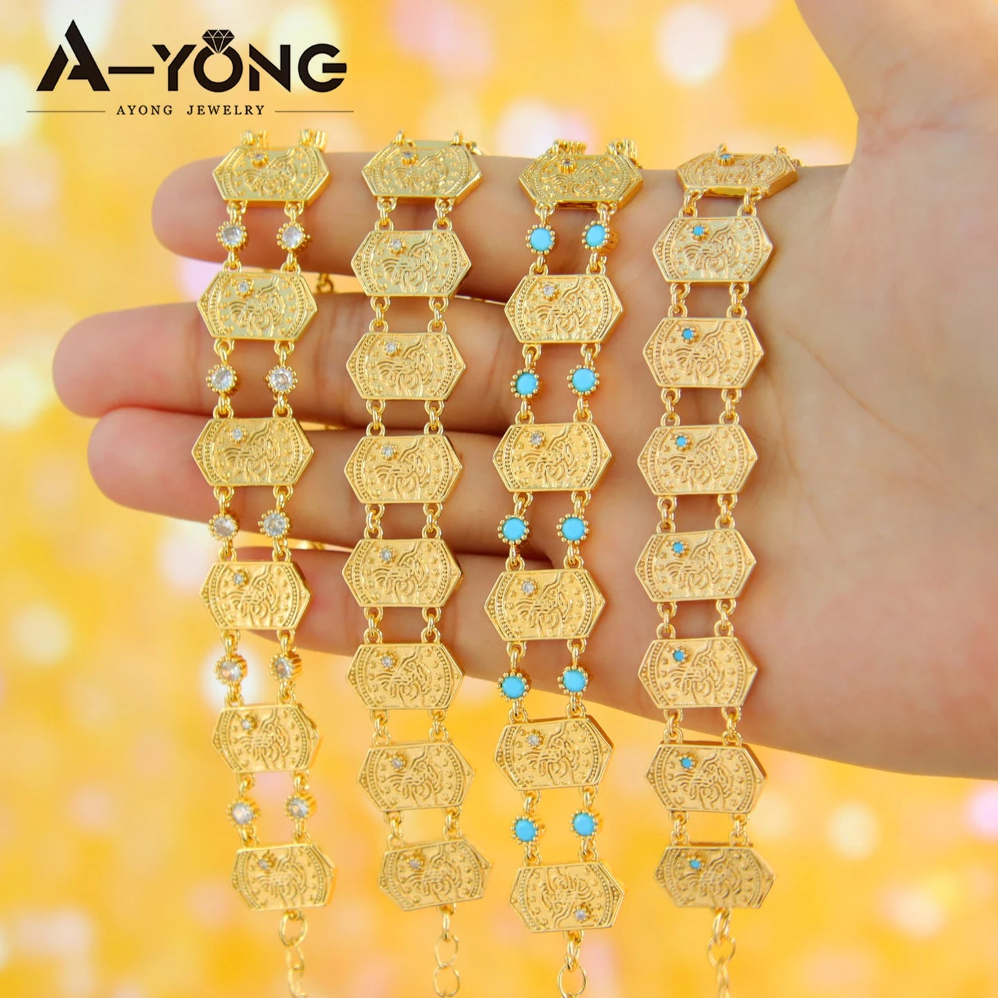 Dubai Mode Geometrische Armband 21k Gold Überzogene Arabisch Muslimischen Braut Manschette Armreifen Türkische Frauen Vintage Hochzeit Schmuck