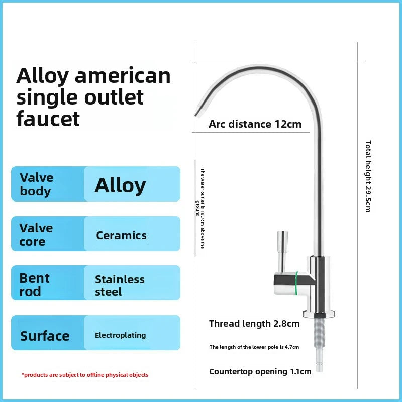 Wasserhahn aus Edelstahl 304, 1/4 Zoll Küchenarmatur, großes, gebogenes, gerades Trinkwasserhahn-Zubehör.