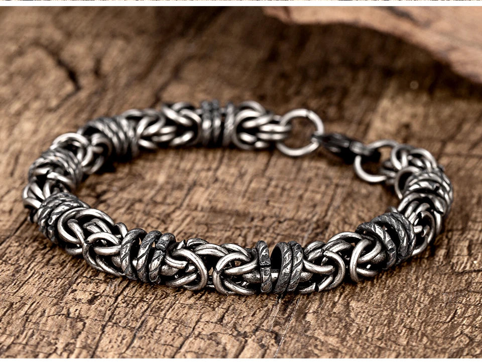 Vintage geflochtenes Edelstahl Herrenarmband Hip Hop einfache geflochtene Laterne Handkette für männliche Freund trendige Armreif Geschenke