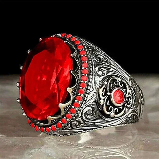 Europäischer und amerikanischer eingelegter Smaragd-Herrenring Türkei Retro dominanter Persönlichkeitsring, um den Bankett-Party-Schmuck teilzunehmen