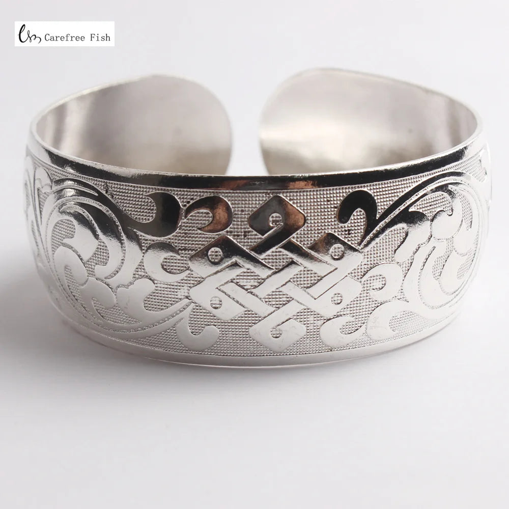 32-Stil Vintage-Manschettenarmband, tibetisch versilbert, geschnitzte Blume, Tier-Öffnungsarmreif, verstellbar, indischer Schmuck, Damen-Geschenke