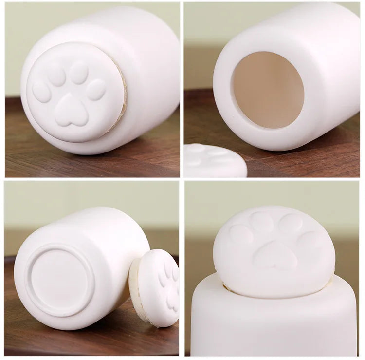 Keramik-Urne für Haustiere mit Pfotenabdruck – versiegelter Gedenk-Andenken für Hunde- und Katzenasche, feuchtigkeitsbeständiger Urnenbehälter mit ewigem Hommage-Design
