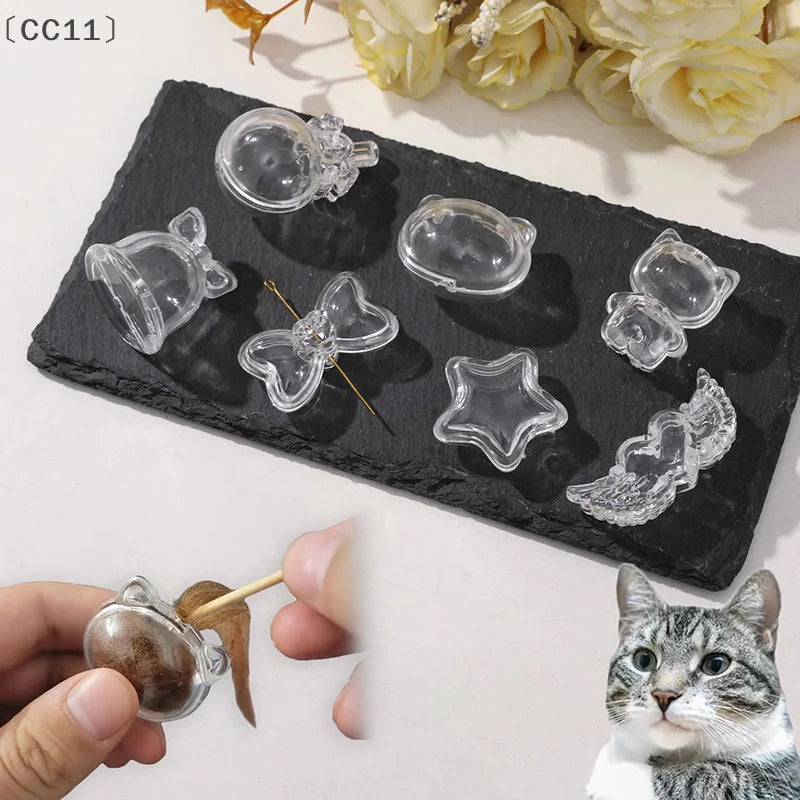 ieniaCC11 Parque2 Stück Tierhaar-Andenkenbox, transparent, für Hunde und Katzen, Fell, Aufbewahrungsbox für DIY-Gedenkdekoration, Geschenk für Haustierliebhaber, Display-Souvenir
