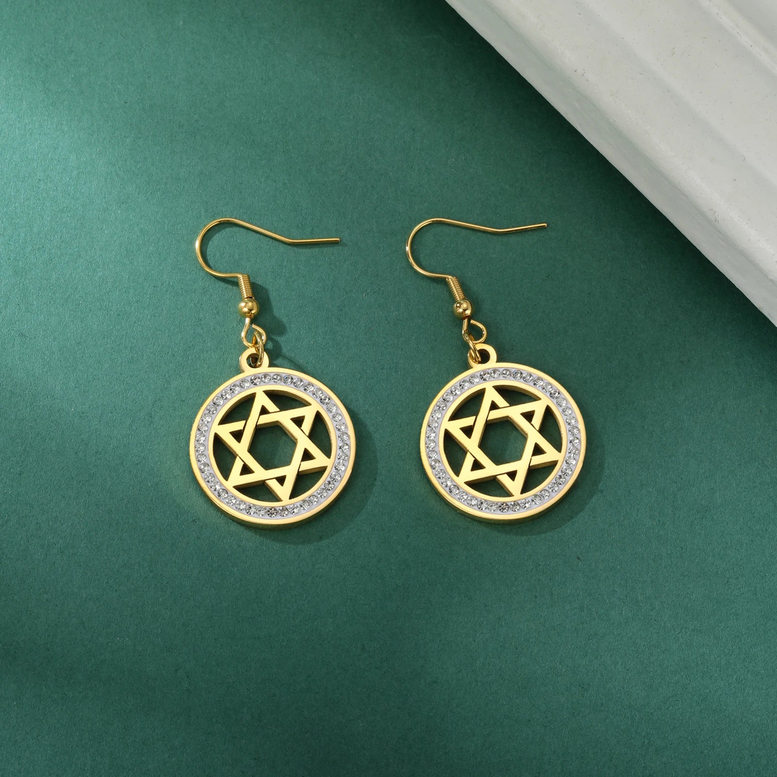 LIKGREAT Stern von David Edelstahl Vintage Halskette klar Zirkon runde Anhänger Halsketten Schmuck Hochzeits geschenk für Frauen Männer