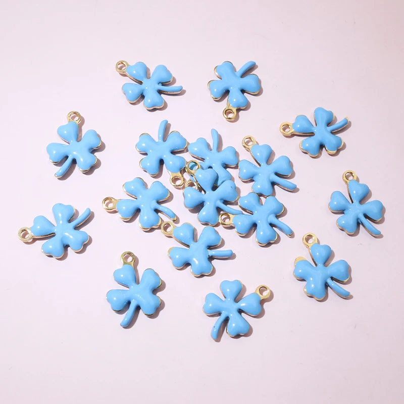 20 Stück 13x10mm Edelstahl Emaille Klee Blume Charms Anhänger Edelstahl DIY Schmuck Herstellung Zubehör Ergebnisse