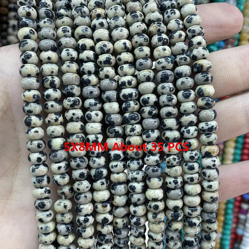 Natürliche Stein Dalmatiner Jaspis Runde Würfel Facettierte Rondelle Lose Spacer Perlen Für Schmuck Machen Charms DIY Armbänder Halskette