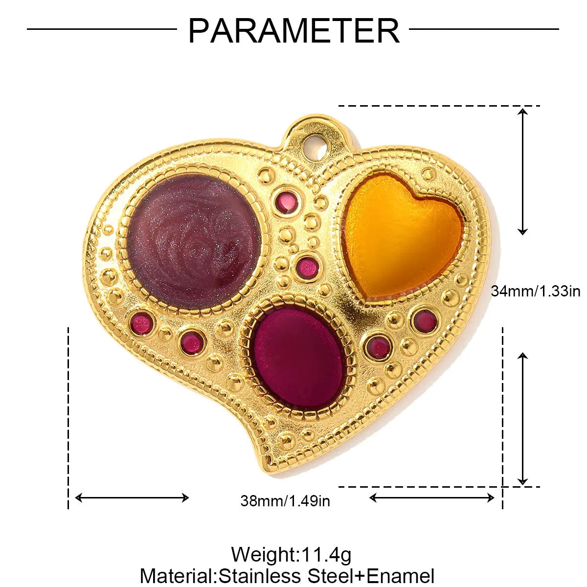 3 teile/los Französisch Retro Edelstahl Emaille Liebe Herz Halskette Anhänger Hamsa Hand DIY Ohrring Charme Frauen Große Kreuz Schmuck