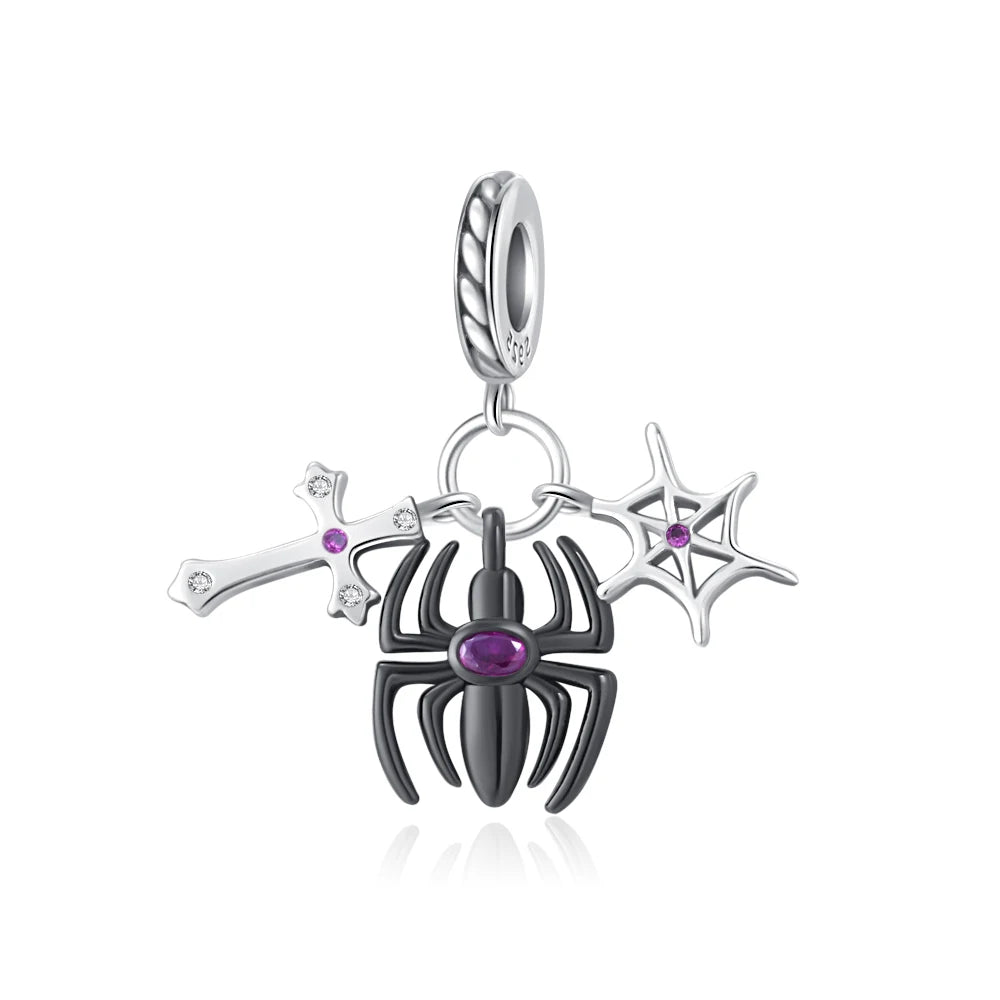 Heiße Verkäufe 925, schwarzer Tier-Anhänger, Serie Gothic-Skelett, Katze, Damenschmuck, geeignet für DIY-Armbänder, Halsketten, Zubehör