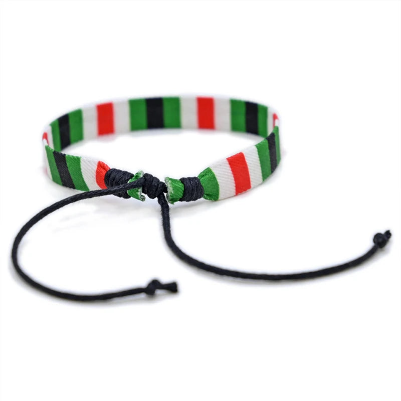 Geometrisches gepunktetes Palästina-Armband für Männer und Frauen, mehrfarbiges Handgeflecht, arabischer Stil, Gaza-Flagge, Schmuckzubehör