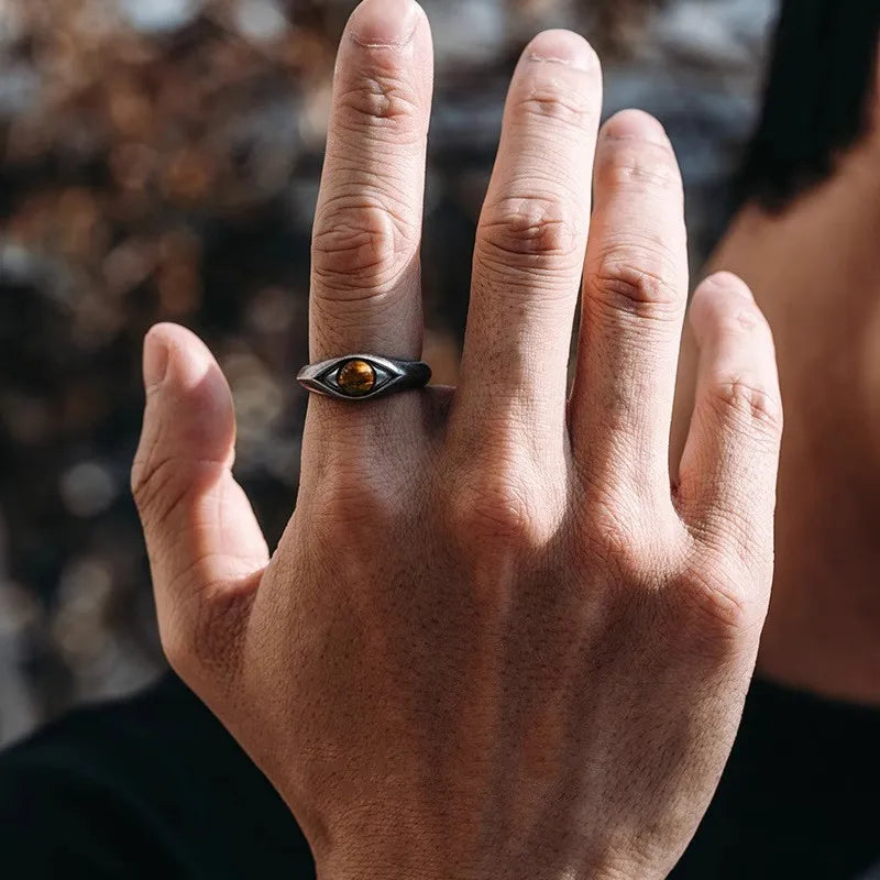 VENTFILLE 925 Sterling Silber Ring für Frauen Tigerauge Stein Retro Punk Rock Einstellbare Schmuck Geschenk Dropshipping