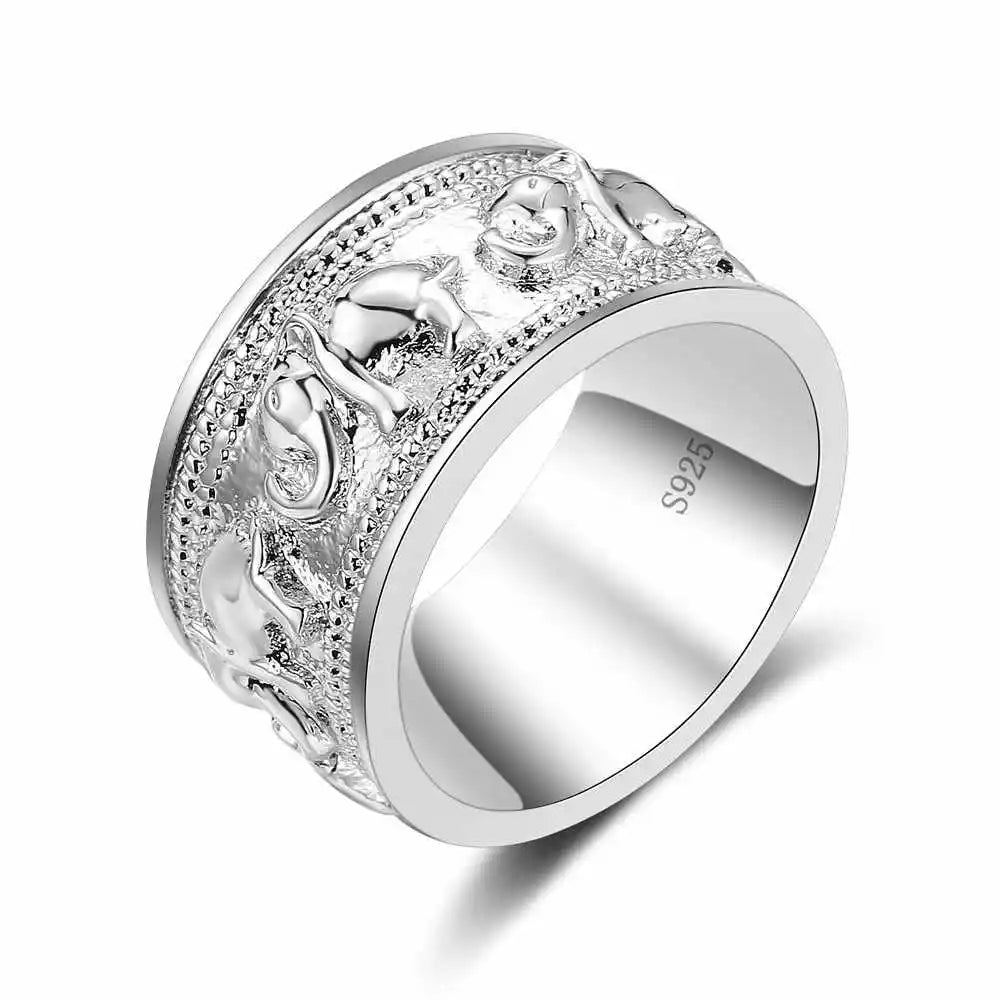 Tier Großhandel Retro Nette Kleine Elefanten Form Große Ringe 925 Sterling Silber Farbe Finger Ring Für Frauen Mode Schmuck