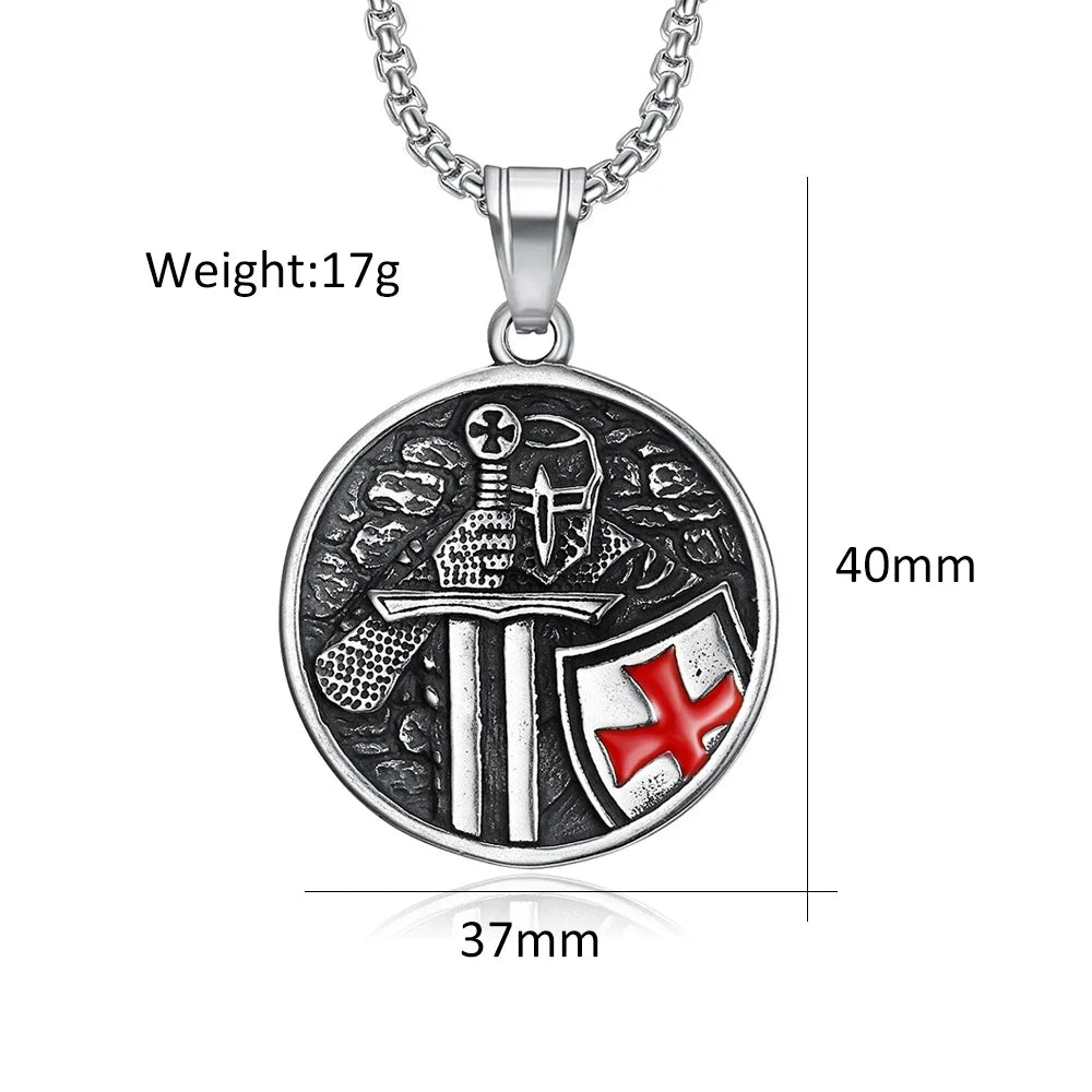 Vintage Rüstung Schild Ritter Templer Kreuz Anhänger Halskette Für Männer Edelstahl Mode Punk Amulett Schmuck Geschenk Dropshipping