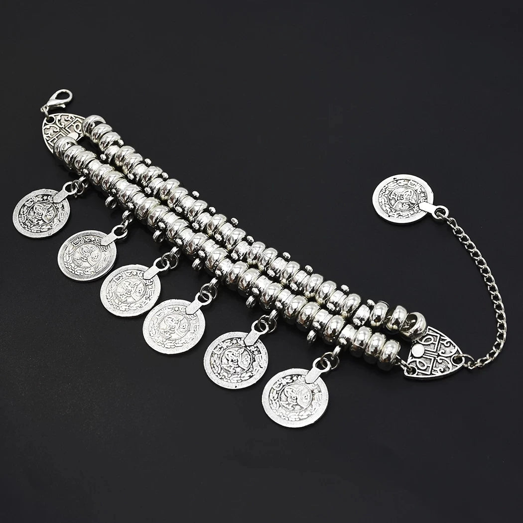 Vintage Münze Quaste Charm Armband für Frauen Männer Gypsy Boho Sommer Strand Chic Festival Handkette türkisch afghanisch indischer Schmuck