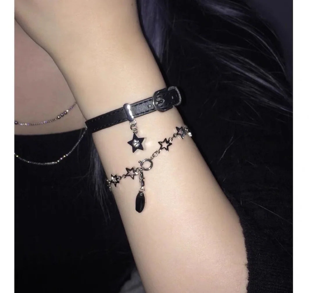 Harajuku Süße Mädchen Stern Charms Armbänder Nette Punk Coole Pentagramm Armreifen Armband für Frauen Party Club Koreanische Mode Schmuck