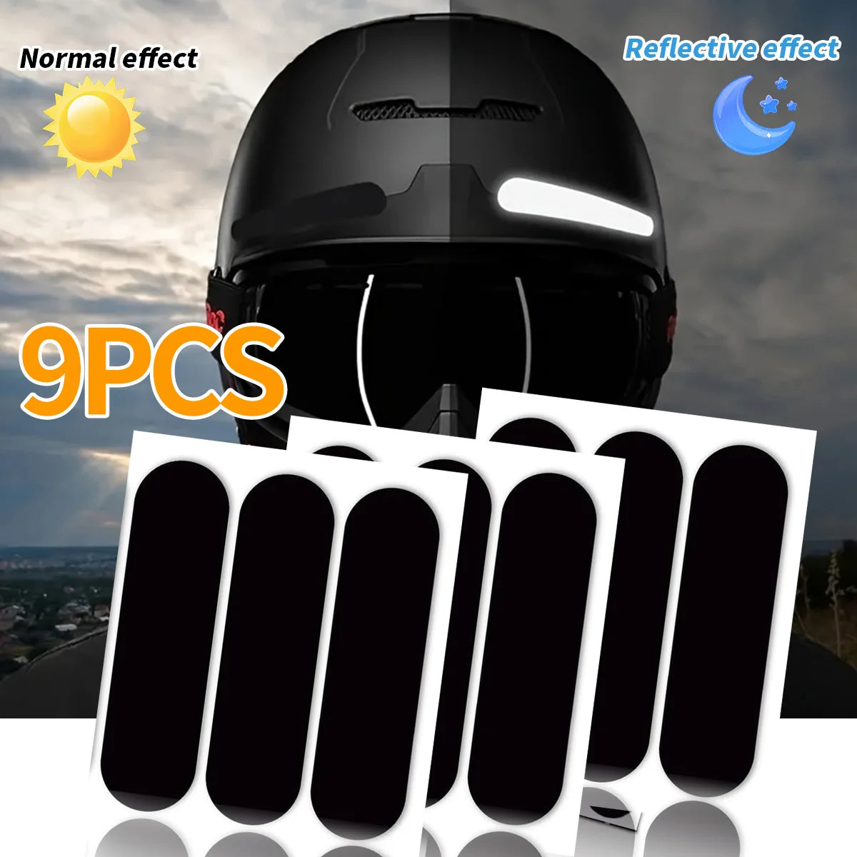 Schwarz Helm Warnung Reflektierende Aufkleber Nacht Sicherheit Fahren Zubehör Fluoreszierende Dekorative Aufkleber Fahrrad Moto Auto Aufkleber