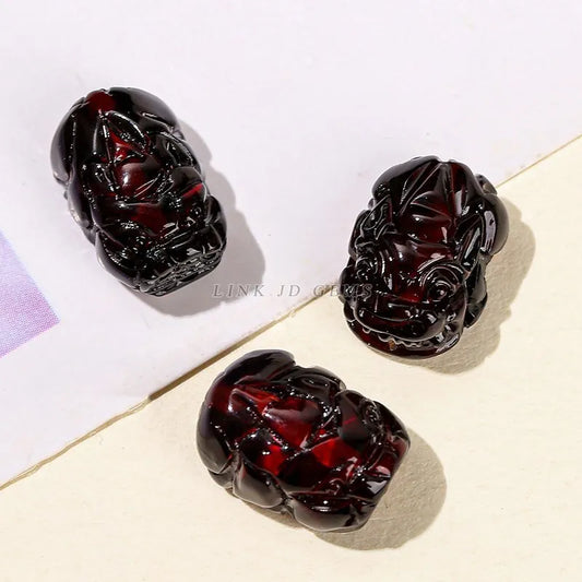 1 pc natürliche blutrote bernstein farbene Pixiu Perle mit Loch Reichtum Amulett Spacer Perle für Schmuck machen DIY Halskette Armband Zubehör