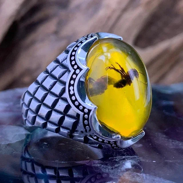 Europäischer und amerikanischer eingelegter Smaragd-Herrenring Türkei Retro dominanter Persönlichkeitsring, um den Bankett-Party-Schmuck teilzunehmen